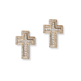 101309, CROSS CUBIC ZIRCONIA STUD EARRING