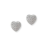 101313, GOLD DIPPED, HEART PAVE CUBIC ZIRCONIA STUD EARRING