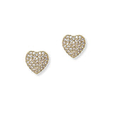 101313, GOLD DIPPED, HEART PAVE CUBIC ZIRCONIA STUD EARRING