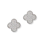 101314, GOLD DIPPED, CLOVER PAVE CUBIC ZIRCONIA STUD EARRING