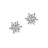 101316, GOLD DIPPED, FLOWER CUBIC ZIRCONIA STUD EARRING