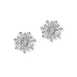 101321, WHITE GOLD DIPPED, DAINTY HEART ACCENT FLOWER CUBIC ZIRCONIA STUD EARRING