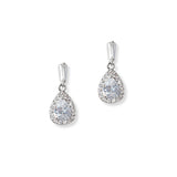 101323, WHITE GOLD DIPPED, TEARDROP CUBIC ZIRCONIA DANGLE EARRING