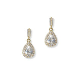 101323, GOLD DIPPED, TEARDROP CUBIC ZIRCONIA DANGLE EARRING