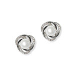 101325, GOLD DIPPED, PEARL CUBIC ZIRCONIA STUD EARRING