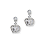 101330, GOLD DIPPED, CROWN CUBIC ZIRCONIA DANGLE EARRING
