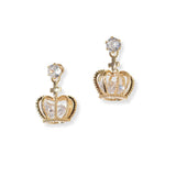 101330, GOLD DIPPED, CROWN CUBIC ZIRCONIA DANGLE EARRING