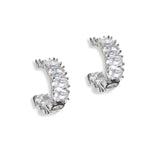 101333, GOLD DIPPED, HALF IN OUT CUBIC ZIRCONIA ROUND HOOP EARRING