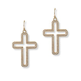 101338, CROSS CUTOUT DANGLE EARRING