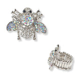 101406, BEE RHINESTONE STRETCH RING