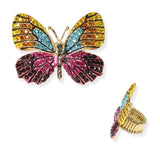 101407, BIG BUTTERFLY RHINESTONE STRETCH RING