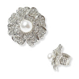 101408, FLOWER PEARL WITH RHINESTONE STRETCH RING