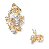 101409, BUTTERFLY & FLOWER RHINESTONE STRETCH RING