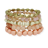 101425, SEMI PRECIOUS STONE MIX BEADED MULTI LAYERED STRETCH BRACELET