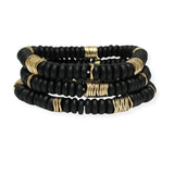 101427, WOOD BEADED MULTI LAYERED STRETCH BRACELET