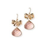 101457, BOW ACCENT GLASS STONE DANGLE EARRING