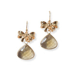 101457, BOW ACCENT GLASS STONE DANGLE EARRING