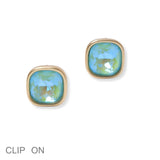 101465, GEOMETRIC RHINESTONE CLIP ON EARRING