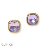 101465, GEOMETRIC RHINESTONE CLIP ON EARRING
