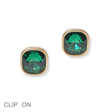 101465, GEOMETRIC RHINESTONE CLIP ON EARRING
