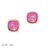 101465, GEOMETRIC RHINESTONE CLIP ON EARRING