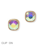 101465, GEOMETRIC RHINESTONE CLIP ON EARRING