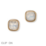 101465, GEOMETRIC RHINESTONE CLIP ON EARRING