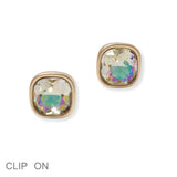 101465, GEOMETRIC RHINESTONE CLIP ON EARRING