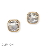 101465, GEOMETRIC RHINESTONE CLIP ON EARRING