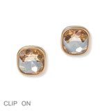 101465, GEOMETRIC RHINESTONE CLIP ON EARRING