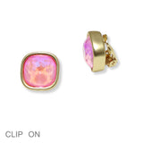 101465, GEOMETRIC RHINESTONE CLIP ON EARRING