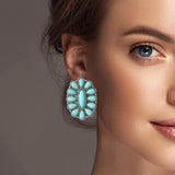 101471, WESTERN CONCHO TURQUOISE STONE EARRING
