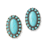 101472, WESTERN OVAL TURQUOISE STONE EARRING