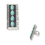 101483, WESTERN GEOMETRIC TURQUOISE OPEN CUFF RING