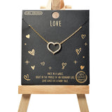 101494, GOLD DIPPED, HEART CUTOUT CUBIC ZIRCONIA NECKLACE