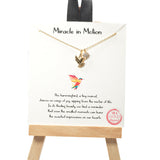 101496, GOLD DIPPED, "MIRACLE IN MOTION" BIRD CUBIC ZIRCONIA CHARM NECKLACE