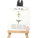 101498, GOLD DIPPED, "GAVE ME YOU" CROSS WING CHARM NECKLACE