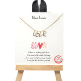 101501, GOLD DIPPED, "GIVE LOVE" L O V E" CHARM NECKLACE
