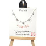 101504, GOLD DIPPED, "A PIECE OF ME" DAINTY FLOWER CUBIC ZIRCONIA CHARM NECKLACE