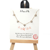 101504, GOLD DIPPED, "A PIECE OF ME" DAINTY FLOWER CUBIC ZIRCONIA CHARM NECKLACE