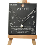 101507, GOLD DIPPED, DAINTY PEARL CUBIC ZIRCONIA CHARM DOUBLE LAYERED NECKLACE