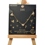 101511, GOLD DIPPED, DAINTY HEART CUBIC ZIRCONIA NECKLACE