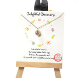 101516, GOLD DIPPED, "DELIGHTFUL DISCOVERY" EASTER EGG CHARM NECKLACE