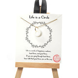 101518, GOLD DIPPED, "LIFE IS A CIRCLE" ACRYLIC RING NECKLACE