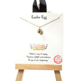 101522, GOLD DIPPED, "EASTER EGG" DAINTY CUBIC ZIRCONIA CHARM NECKLACE