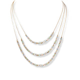 101524, DAINTY BEADED TRIPLE LAYERED NECKLACE