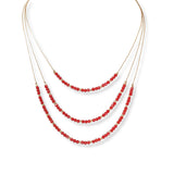 101524, DAINTY BEADED TRIPLE LAYERED NECKLACE