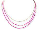 101548, DAINTY BEAD TRIPLE LAYERED NECKLACE