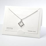 101554, 14K GOLD DIPPED, CLOVER CUBIC ZIRCONIA CHARM NECKLACE