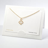 101555, 14K GOLD DIPPED, DAINTY CUTOUT CLOVER CHARM NECKLACE
